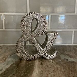 Textured Silver Ampersand Sculpture